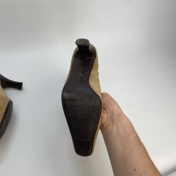 Y2K Steve Madden Tina Tan Suede Boots Women’s Size 7 Leather Upper Kitten Heels - Picture 10 of 14